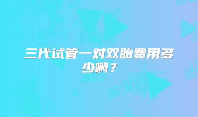 三代试管一对双胎费用多少啊?