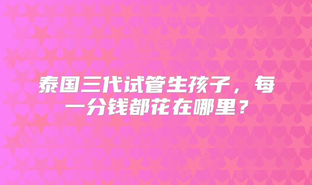 泰国三代试管生孩子，每一分钱都花在哪里？