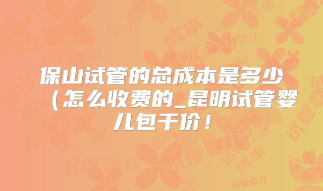 保山试管的总成本是多少（怎么收费的_昆明试管婴儿包干价！