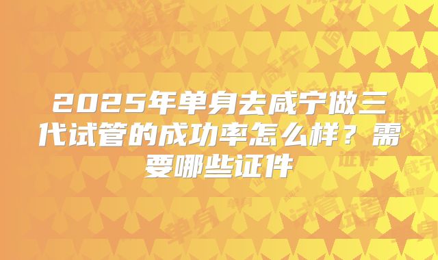 2025年单身去咸宁做三代试管的成功率怎么样?需要哪些证件