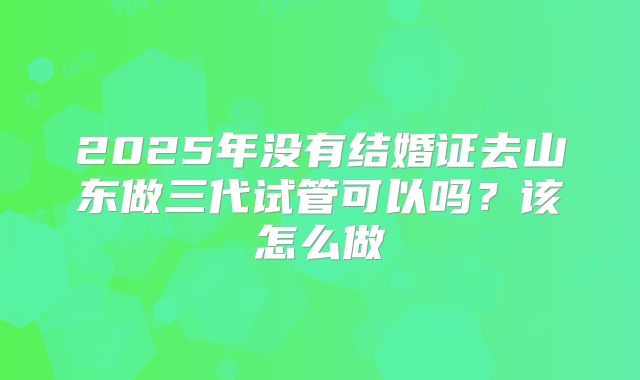 2025年没有结婚证去山东做三代试管可以吗？该怎么做