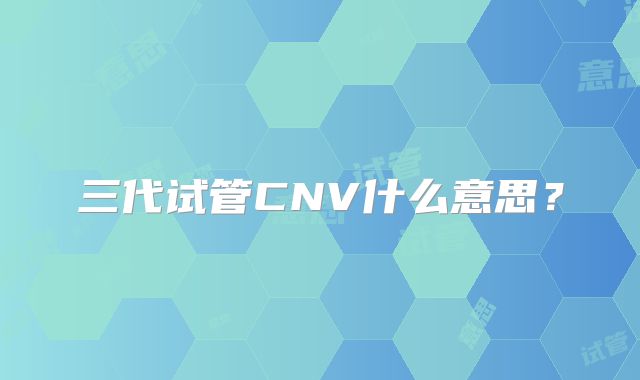三代试管CNV什么意思?