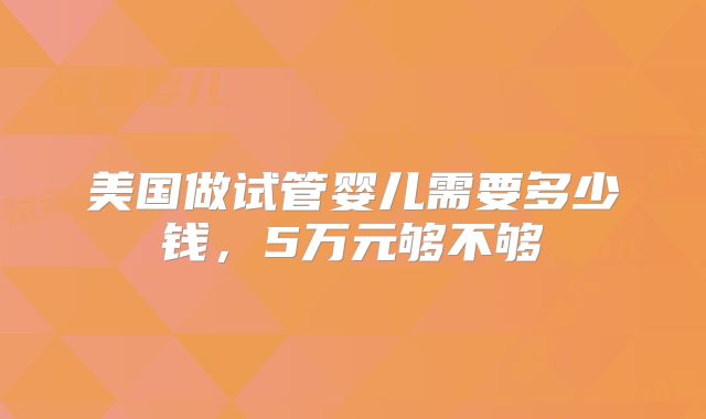 美国做试管婴儿需要多少钱,5万元够不够