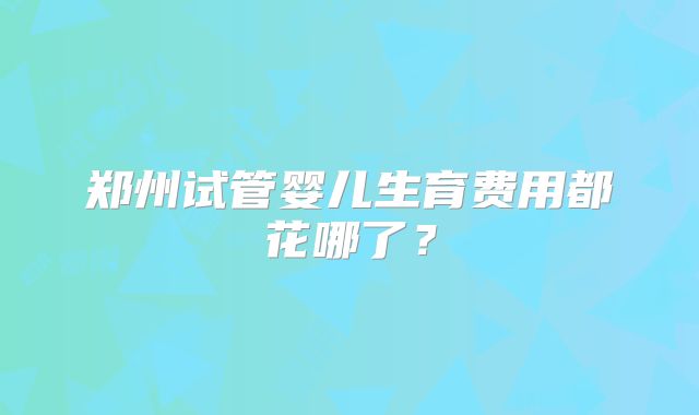郑州试管婴儿生育费用都花哪了？