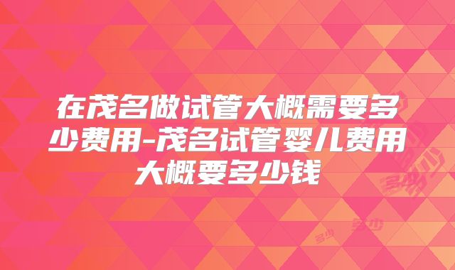 在茂名做试管大概需要多少费用-茂名试管婴儿费用大概要多少钱