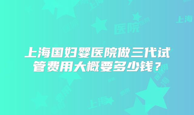 上海国妇婴医院做三代试管费用大概要多少钱？