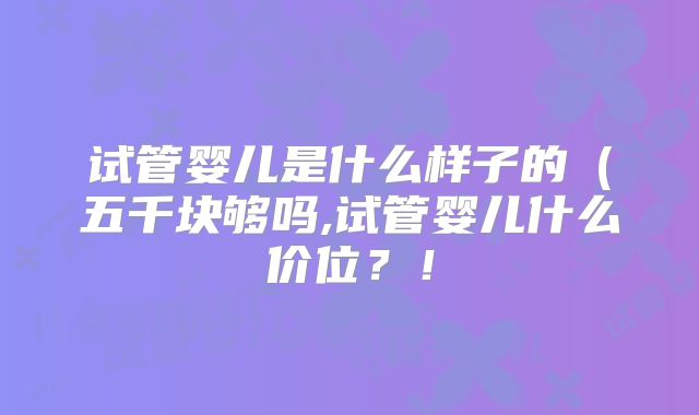 试管婴儿是什么样子的(五千块够吗,试管婴儿什么价位?!