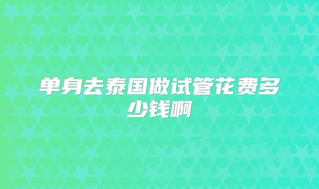单身去泰国做试管花费多少钱啊