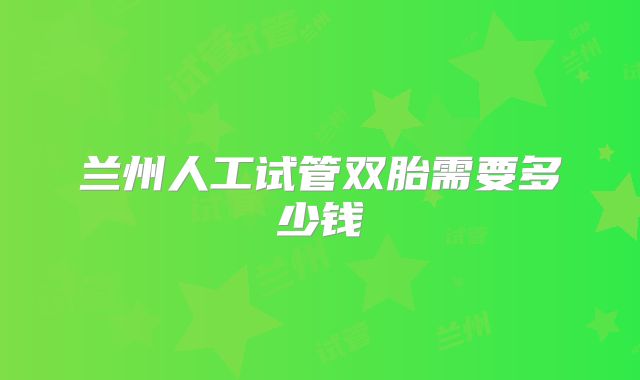 兰州人工试管双胎需要多少钱