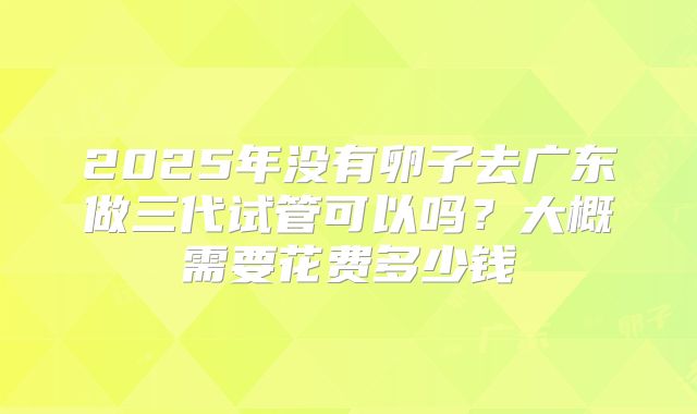 2025年没有卵子去广东做三代试管可以吗？大概需要花费多少钱