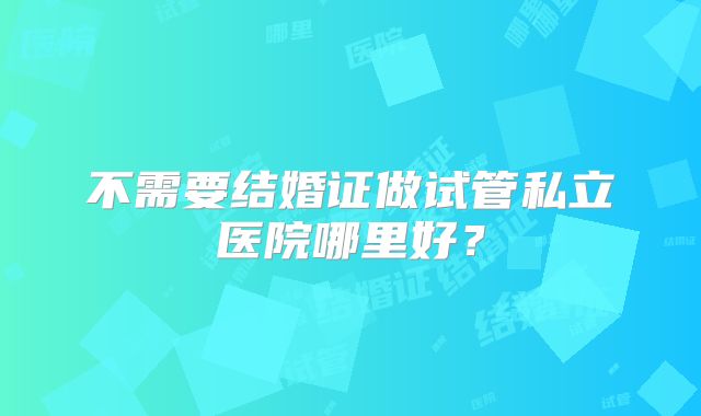 不需要结婚证做试管私立医院哪里好?