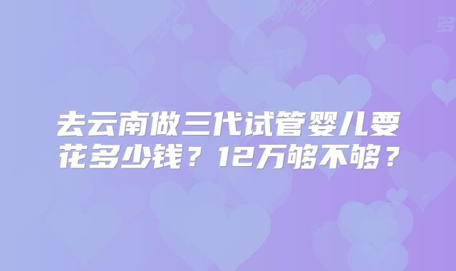去云南做三代试管婴儿要花多少钱？12万够不够？