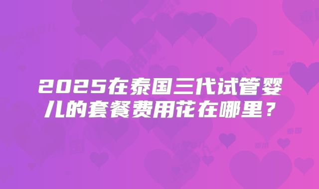 2025在泰国三代试管婴儿的套餐费用花在哪里?