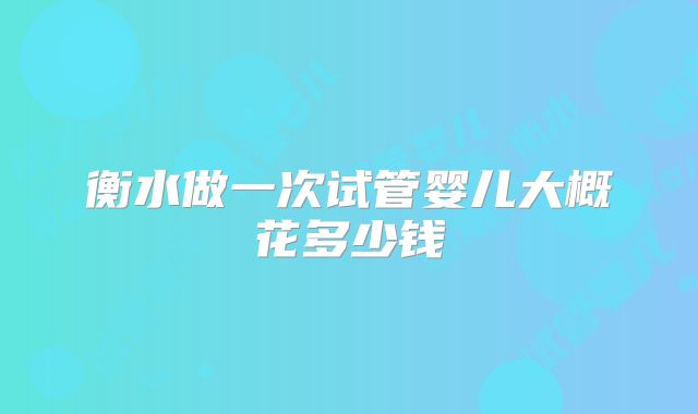 衡水做一次试管婴儿大概花多少钱