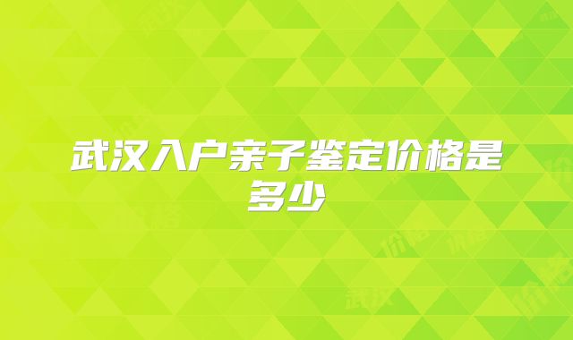武汉入户亲子鉴定价格是多少