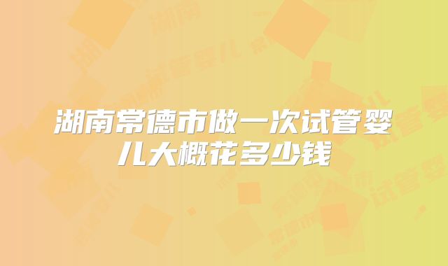 湖南常德市做一次试管婴儿大概花多少钱