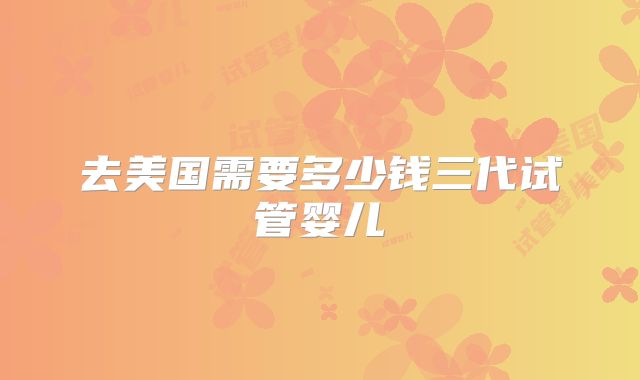 去美国需要多少钱三代试管婴儿