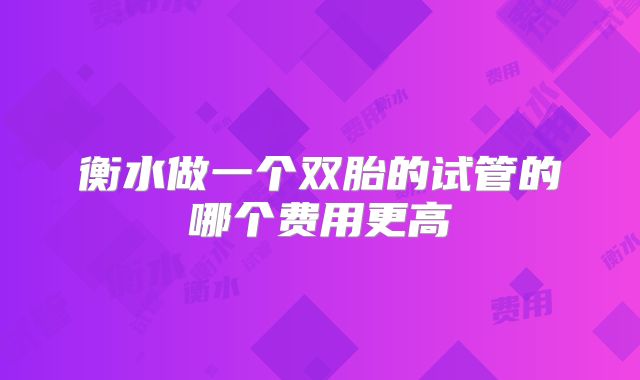 衡水做一个双胎的试管的哪个费用更高