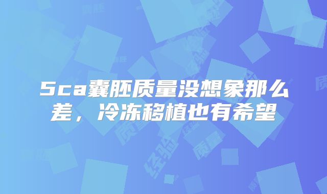 5ca囊胚质量没想象那么差，冷冻移植也有希望