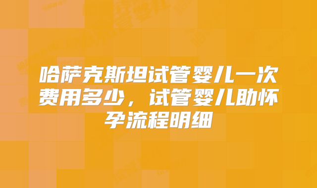 哈萨克斯坦试管婴儿一次费用多少,试管婴儿助怀孕流程明细