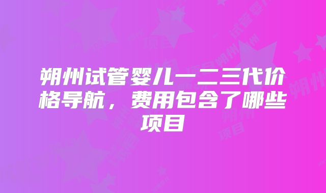 朔州试管婴儿一二三代价格导航,费用包含了哪些项目