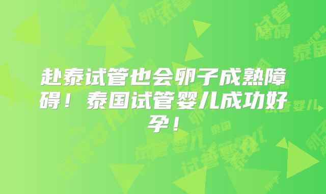 赴泰试管也会卵子成熟障碍！泰国试管婴儿成功好孕！