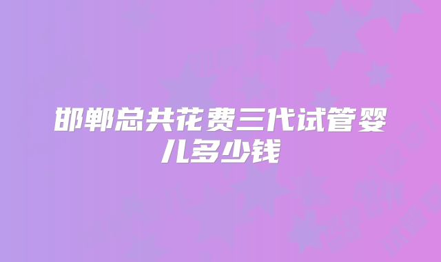 邯郸总共花费三代试管婴儿多少钱