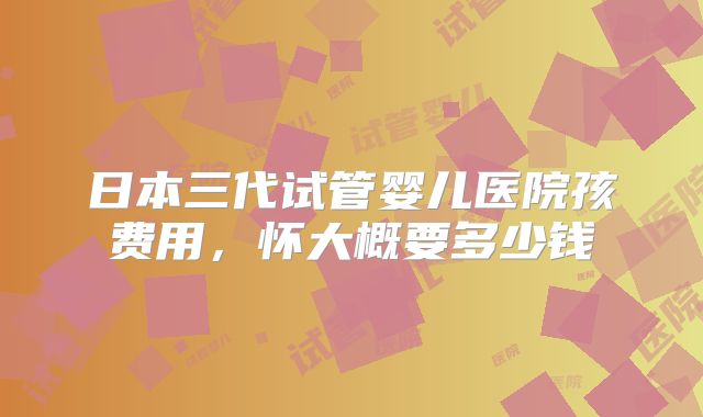 日本三代试管婴儿医院孩费用，怀大概要多少钱