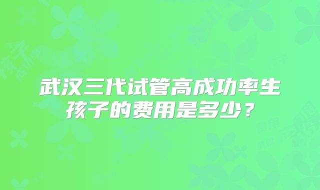 武汉三代试管高成功率生孩子的费用是多少？