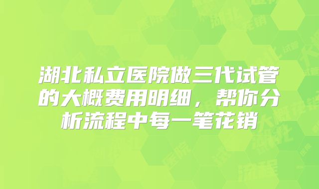 湖北私立医院做三代试管的大概费用明细,帮你分析流程中每一笔花销