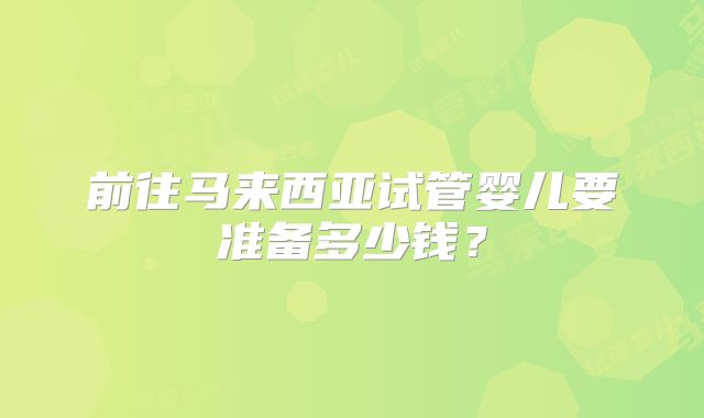 前往马来西亚试管婴儿要准备多少钱？