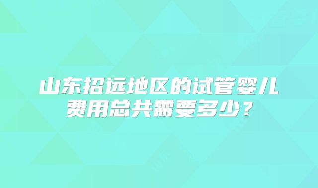 山东招远地区的试管婴儿费用总共需要多少？