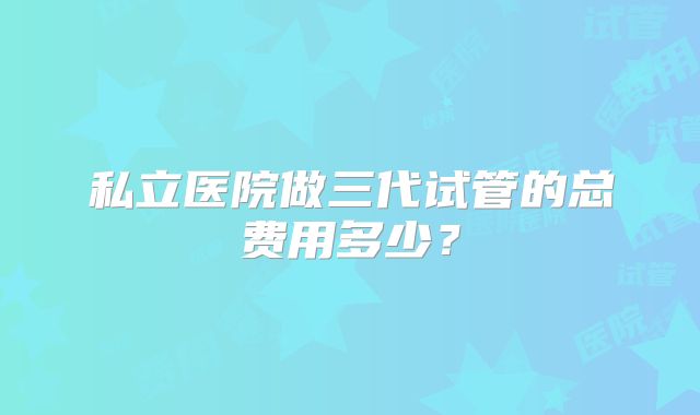 私立医院做三代试管的总费用多少?