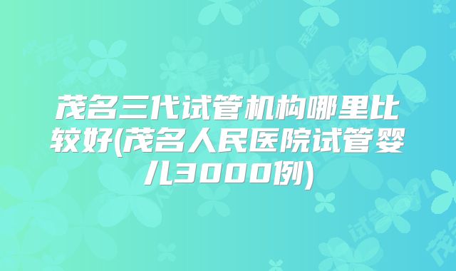 茂名三代试管机构哪里比较好(茂名人民医院试管婴儿3000例)