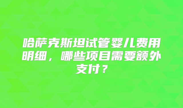 哈萨克斯坦试管婴儿费用明细，哪些项目需要额外支付？