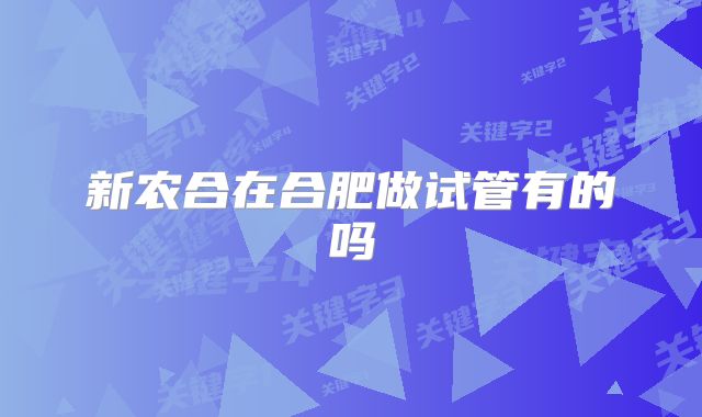 新农合在合肥做试管有的吗
