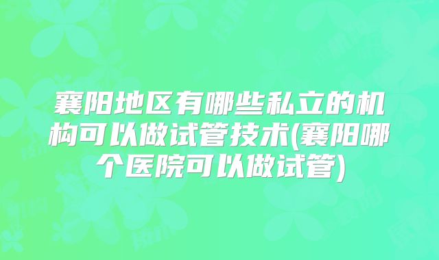 襄阳地区有哪些私立的机构可以做试管技术(襄阳哪个医院可以做试管)