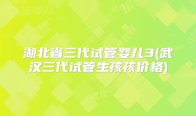 湖北省三代试管婴儿3(武汉三代试管生孩孩价格)