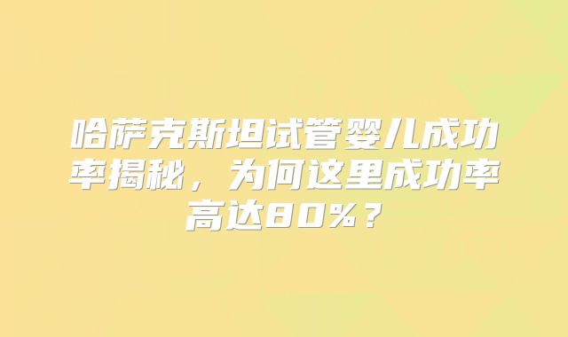 哈萨克斯坦试管婴儿成功率揭秘，为何这里成功率高达80%？