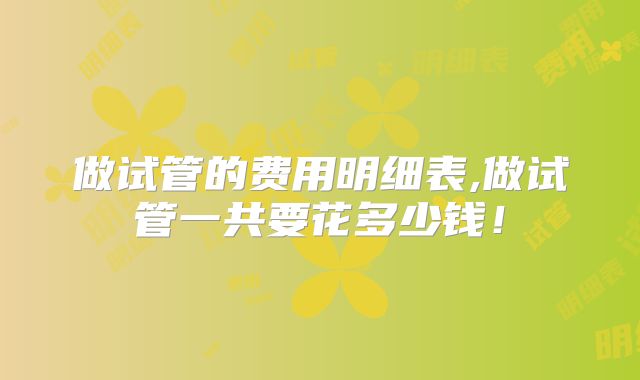 做试管的费用明细表,做试管一共要花多少钱!