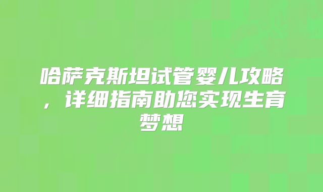 哈萨克斯坦试管婴儿攻略,详细指南助您实现生育梦想