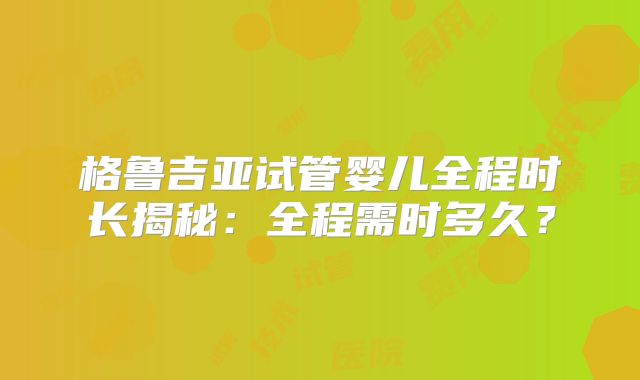 格鲁吉亚试管婴儿全程时长揭秘：全程需时多久？