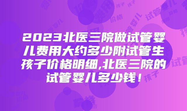 2023北医三院做试管婴儿费用大约多少附试管生孩子价格明细,北医三院的试管婴儿多少钱!