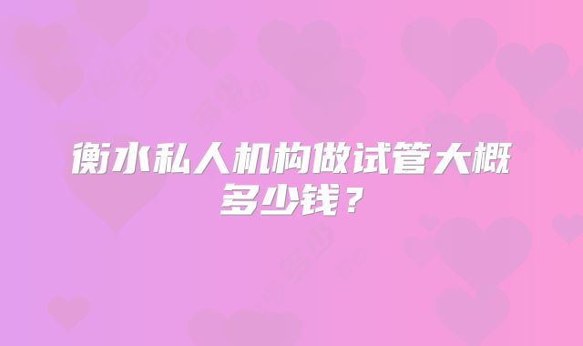 衡水私人机构做试管大概多少钱?