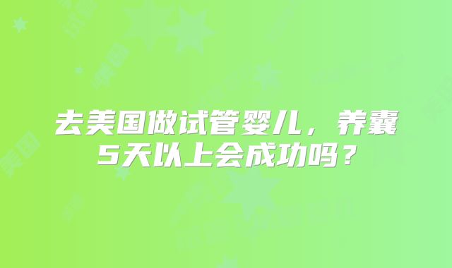 去美国做试管婴儿，养囊5天以上会成功吗？