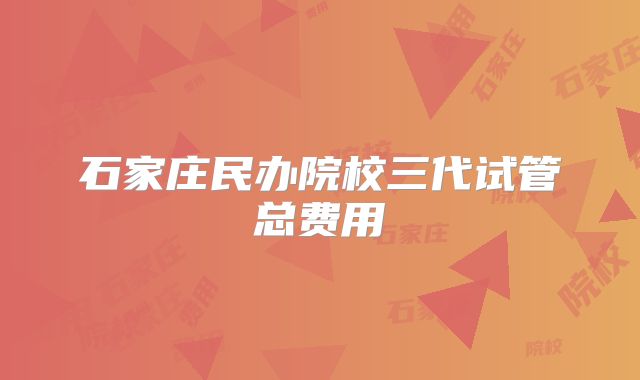 石家庄民办院校三代试管总费用