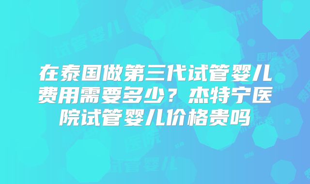 在泰国做第三代试管婴儿费用需要多少？杰特宁医院试管婴儿价格贵吗