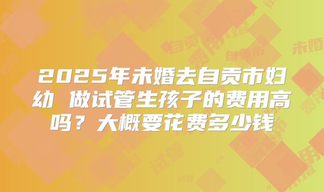 2025年未婚去自贡市妇幼 做试管生孩子的费用高吗?大概要花费多少钱