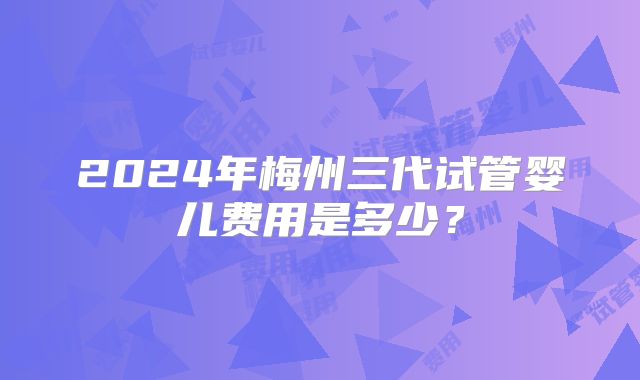 2024年梅州三代试管婴儿费用是多少?