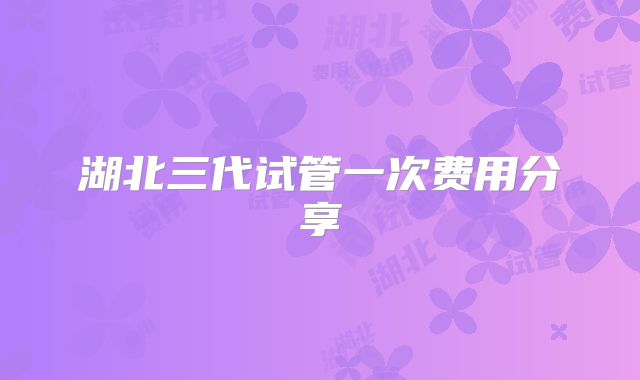 湖北三代试管一次费用分享